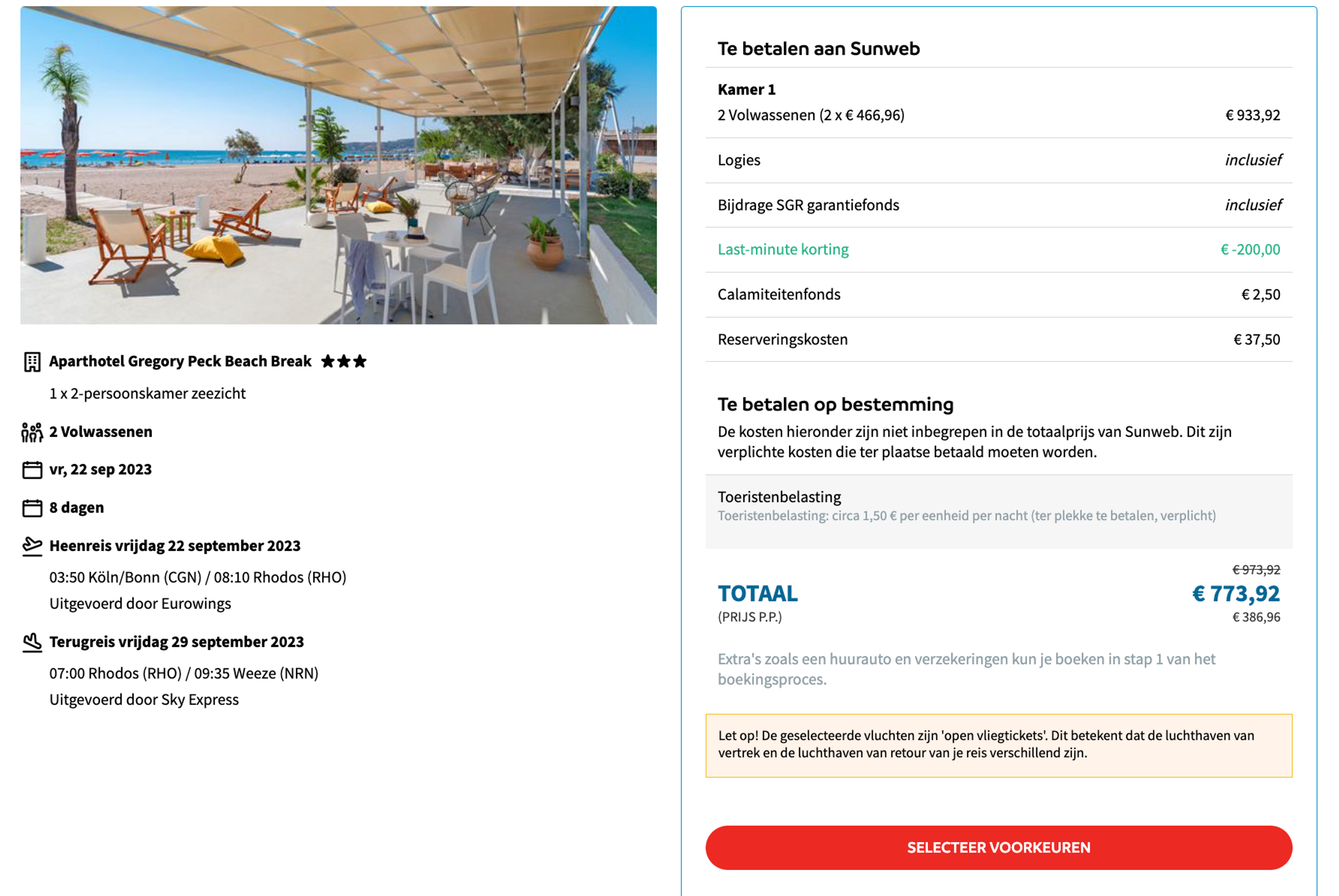 Boekingsvoorbeeld