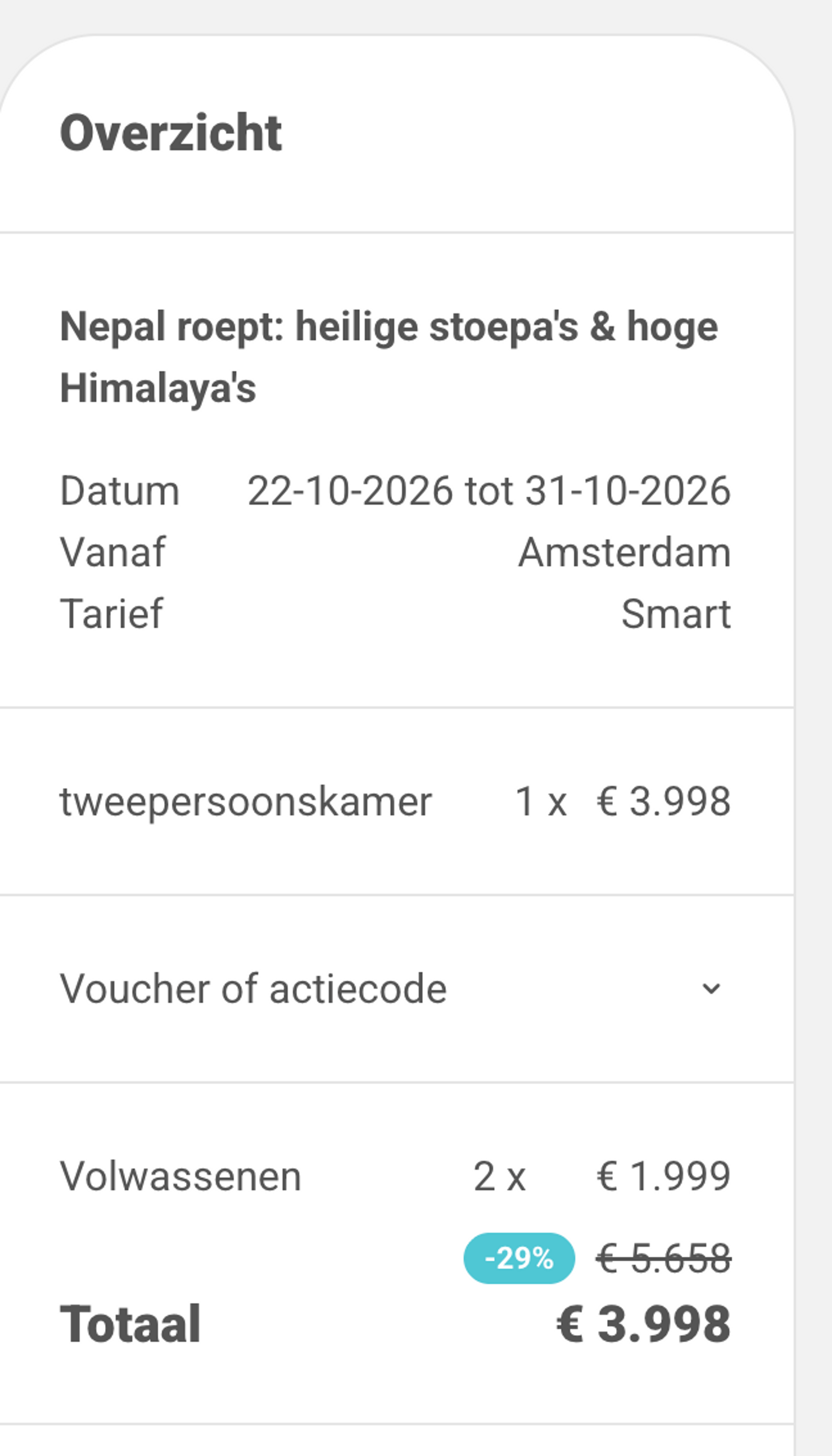Boekingsvoorbeeld