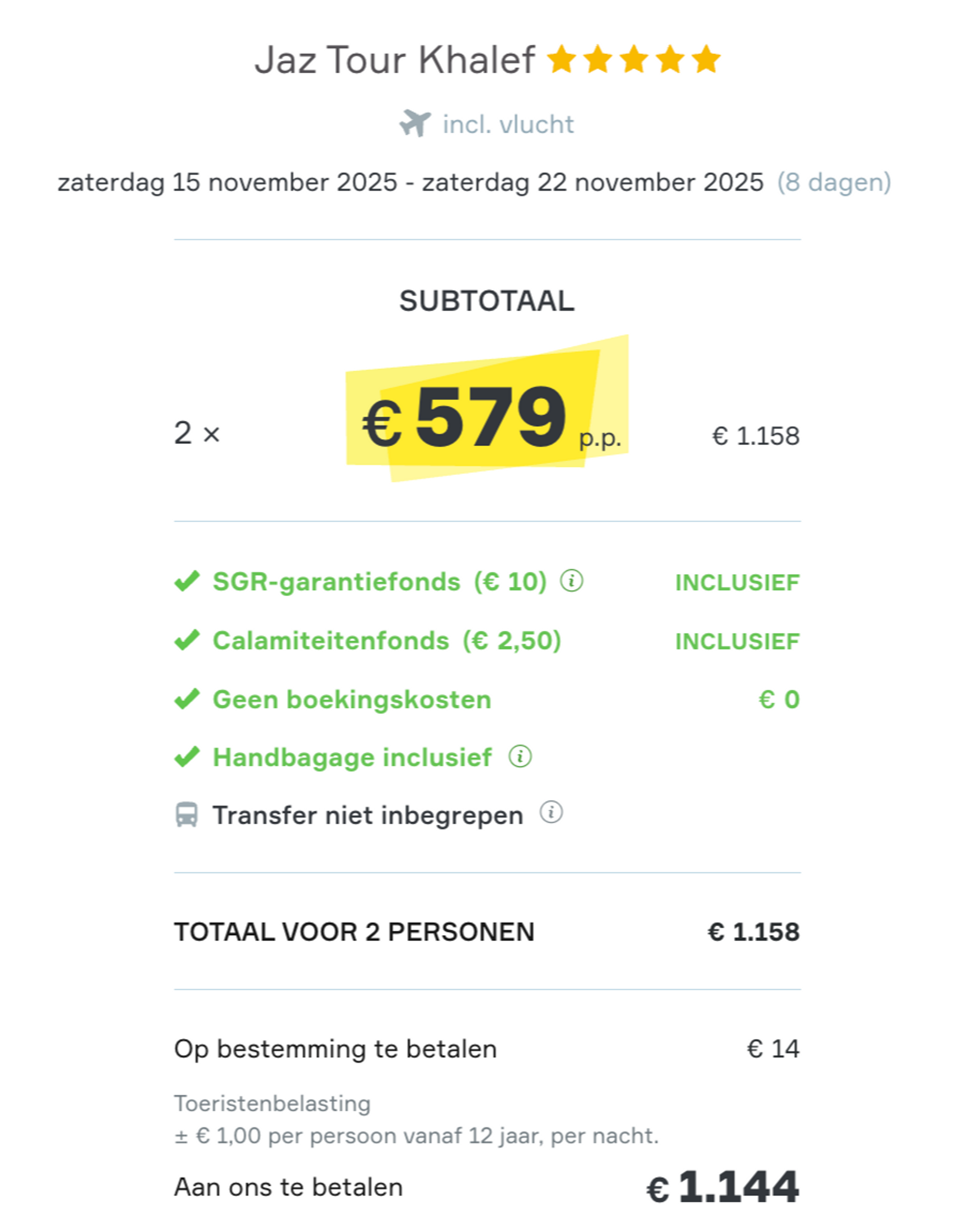 Boekingsvoorbeeld
