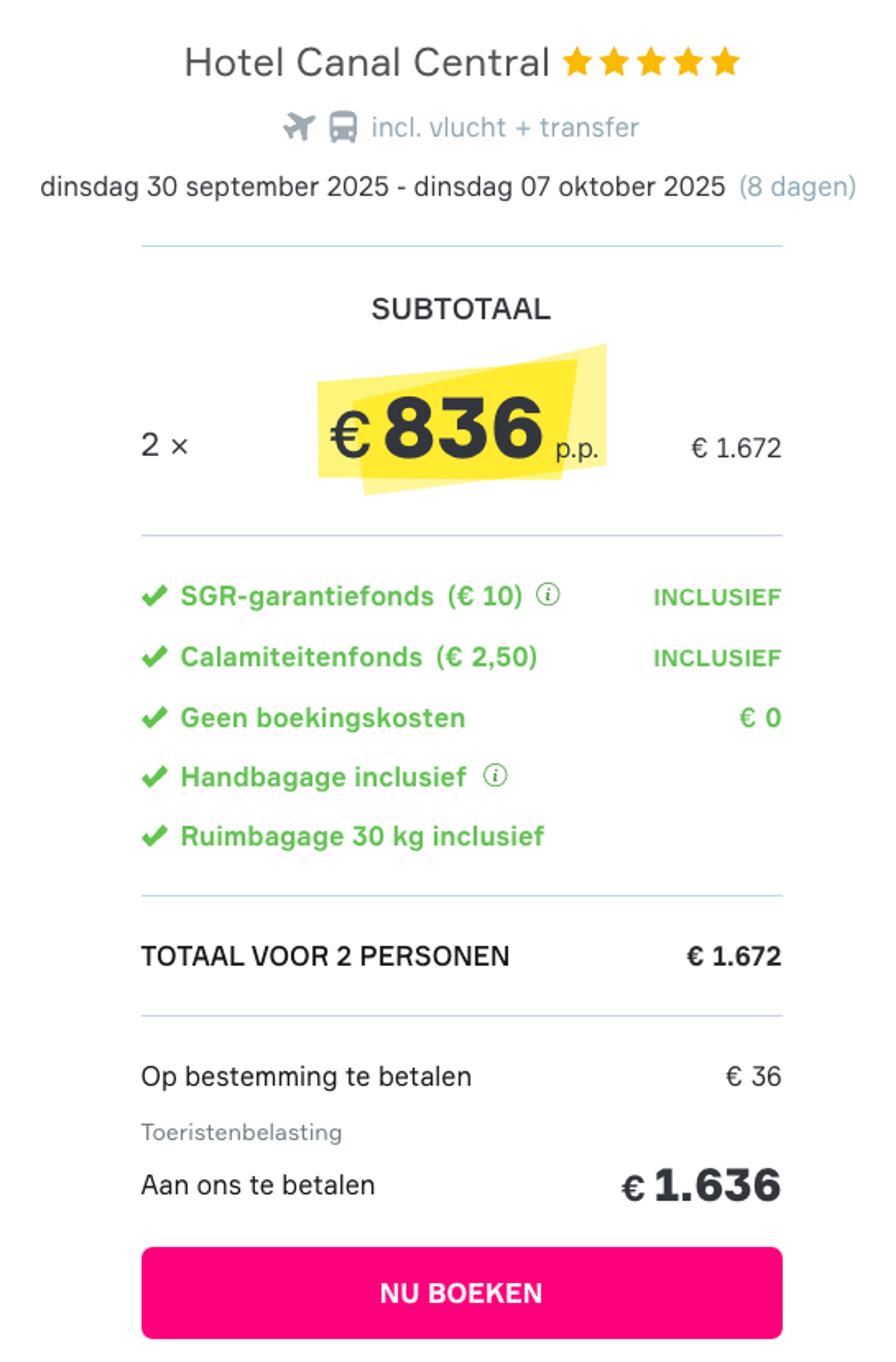 Boekingsvoorbeeld