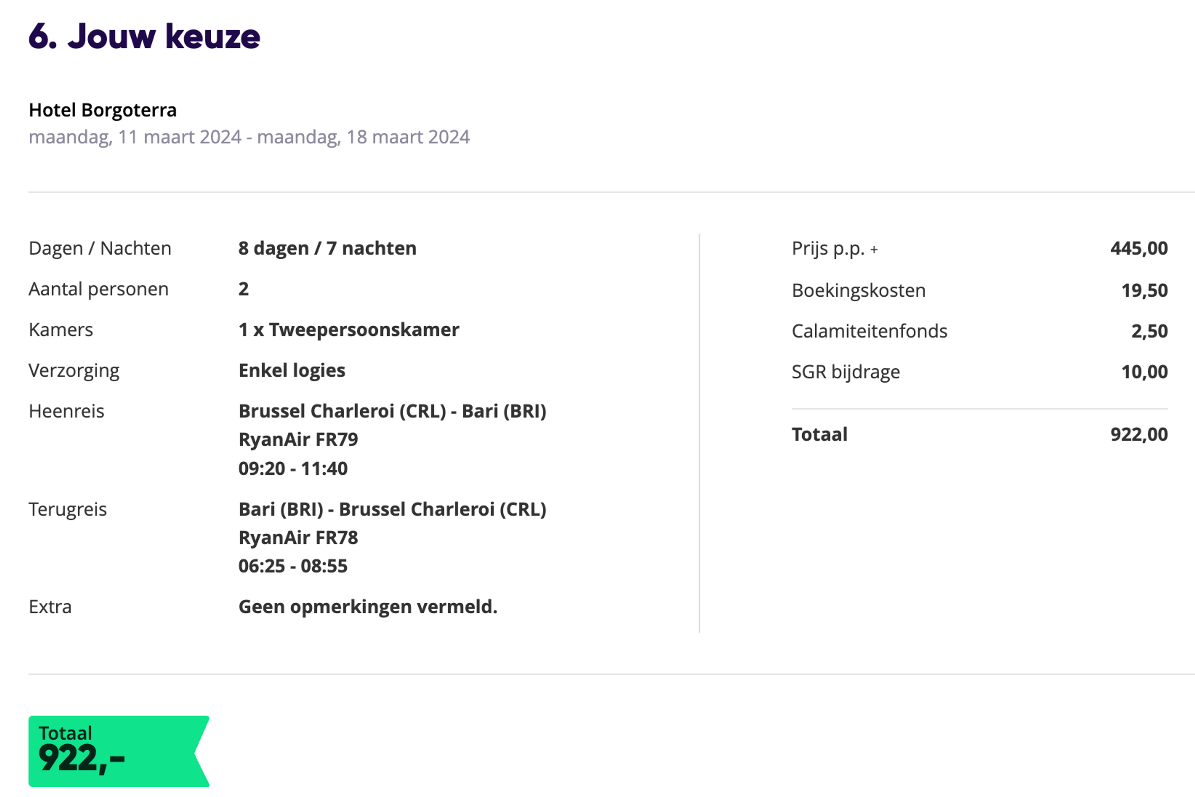 Boekingsvoorbeeld
