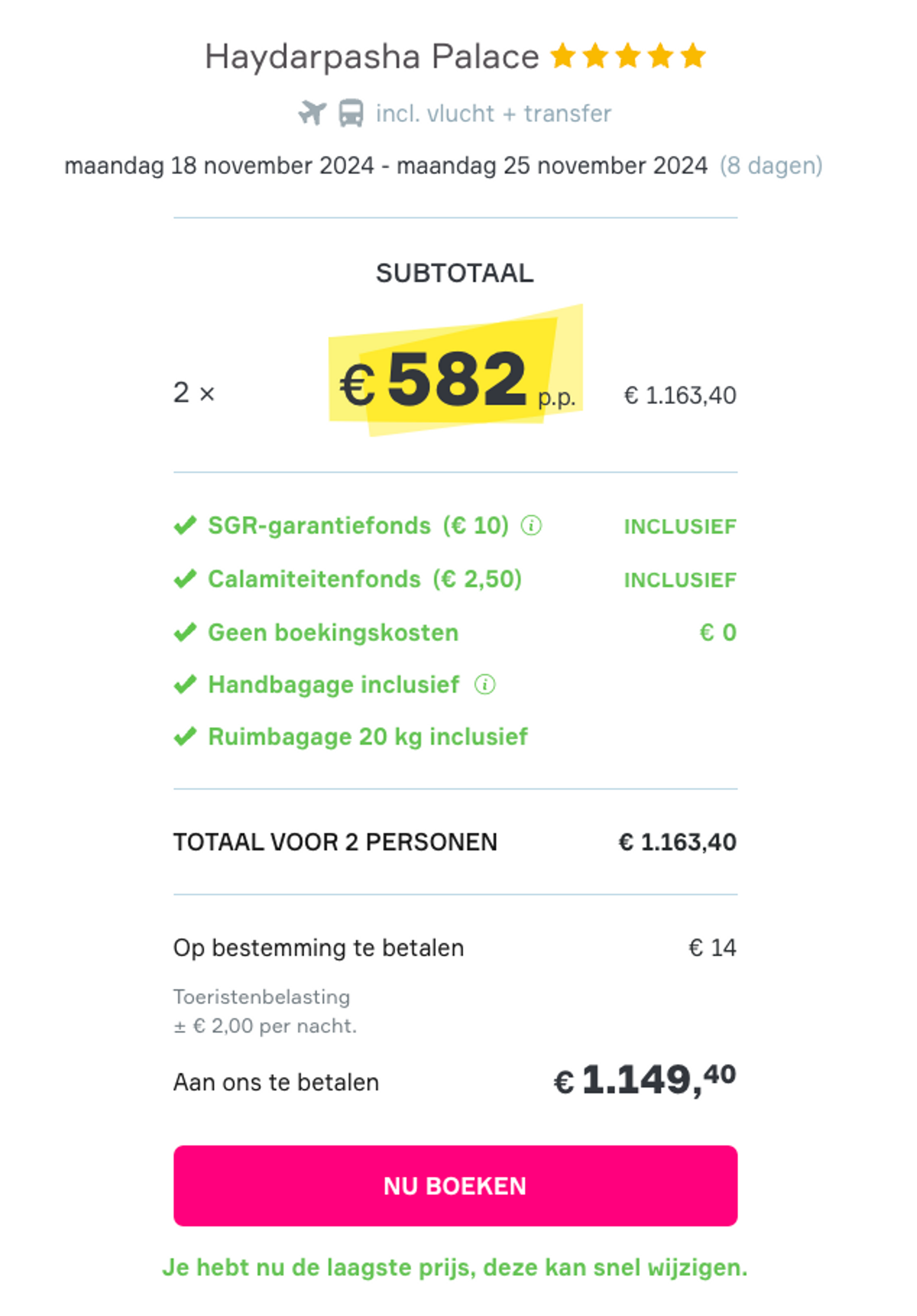 Boekingsvoorbeeld