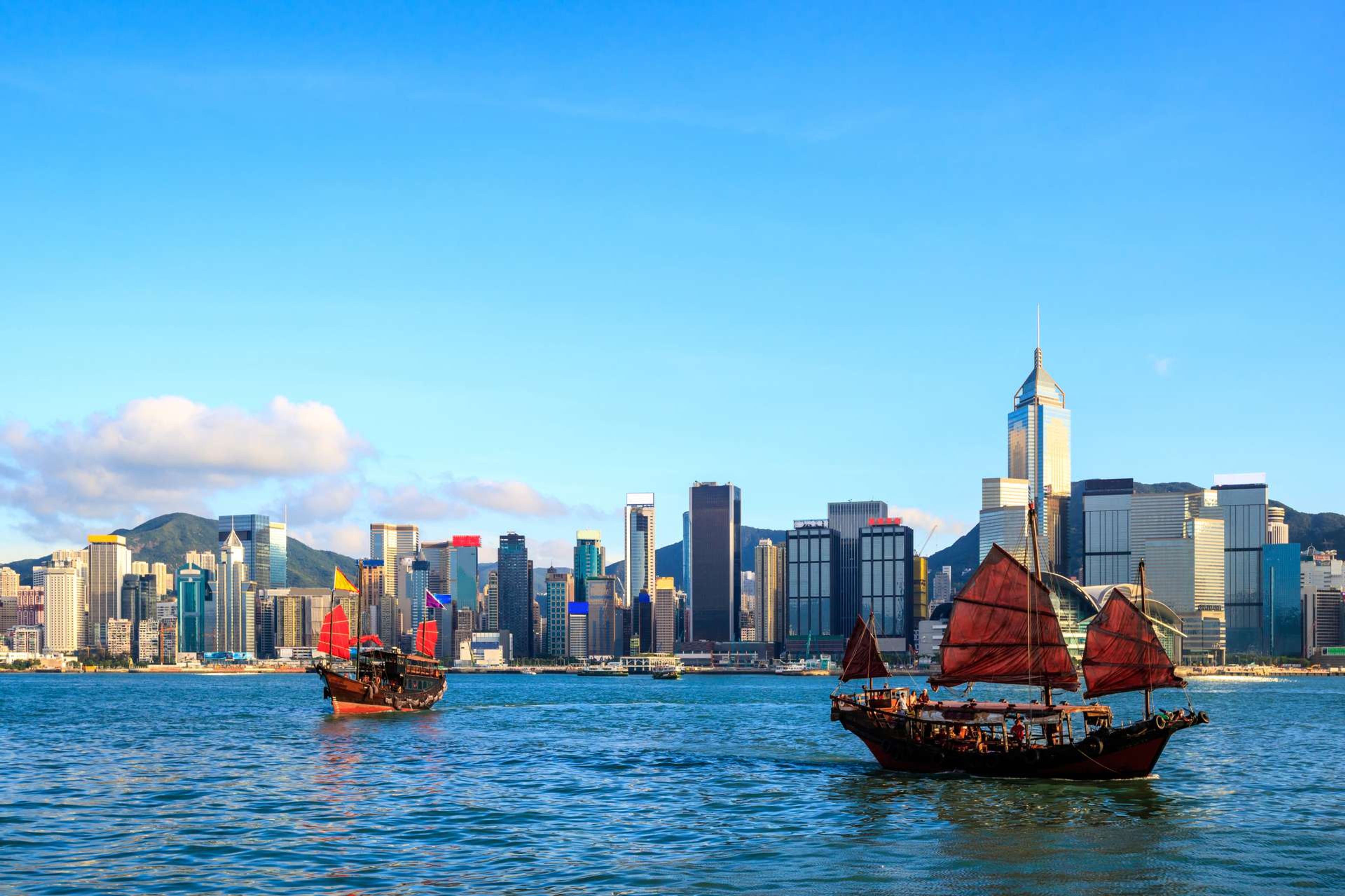 Hong Kong Victoria Harbor Tourist junk boat