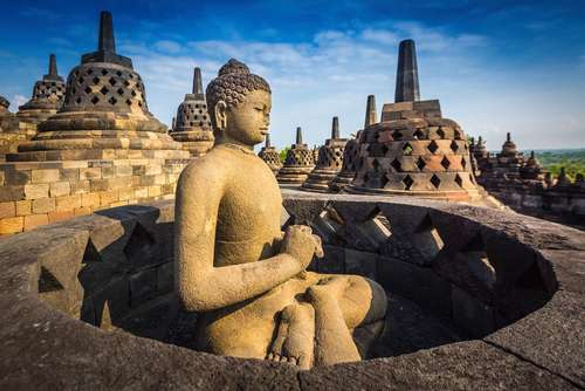 Indonesië Java Borobudur Temple Buddha statue