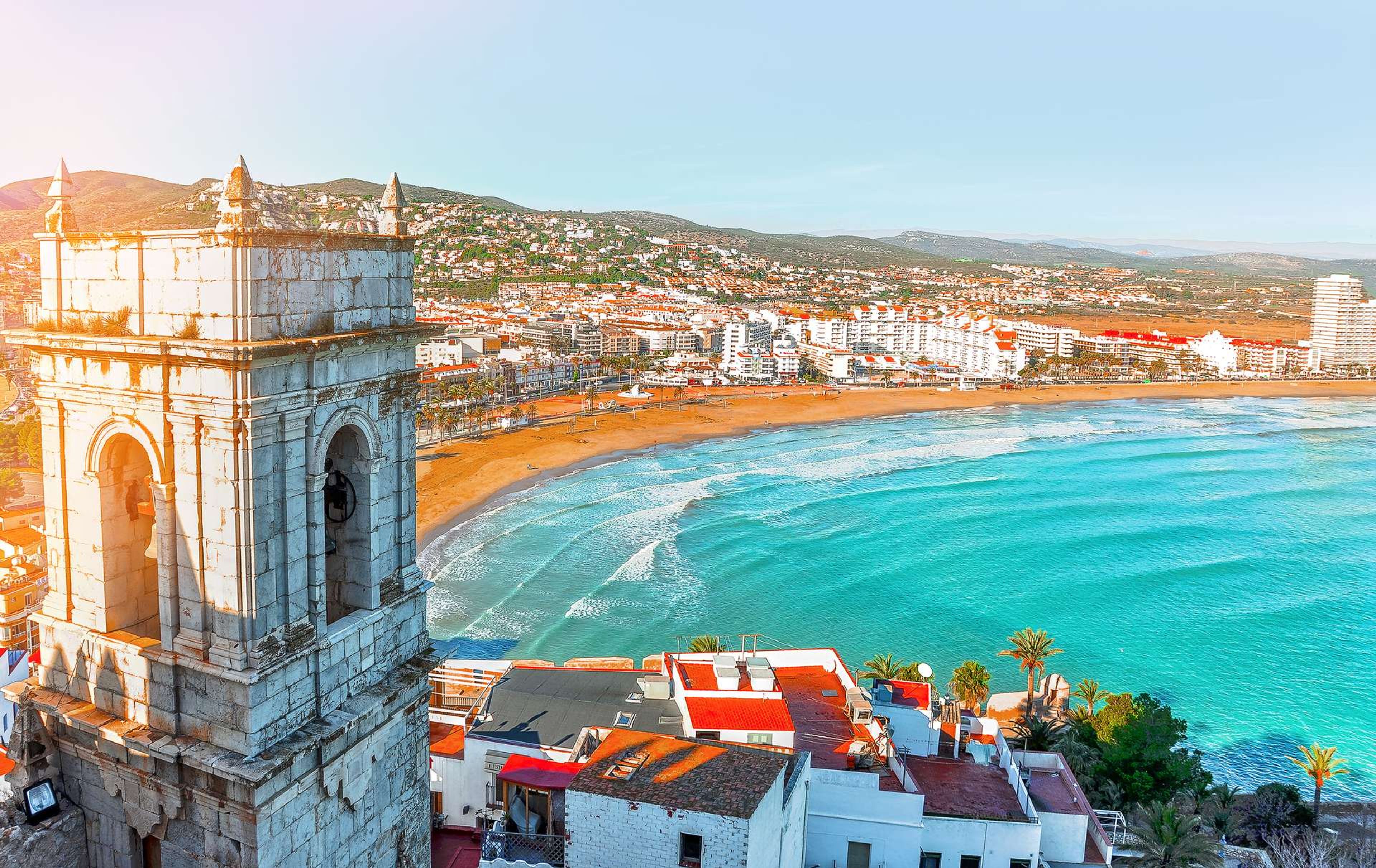 Spanje Valencia Peniscola port View of the sea from a height of Pope Luna s Castle2