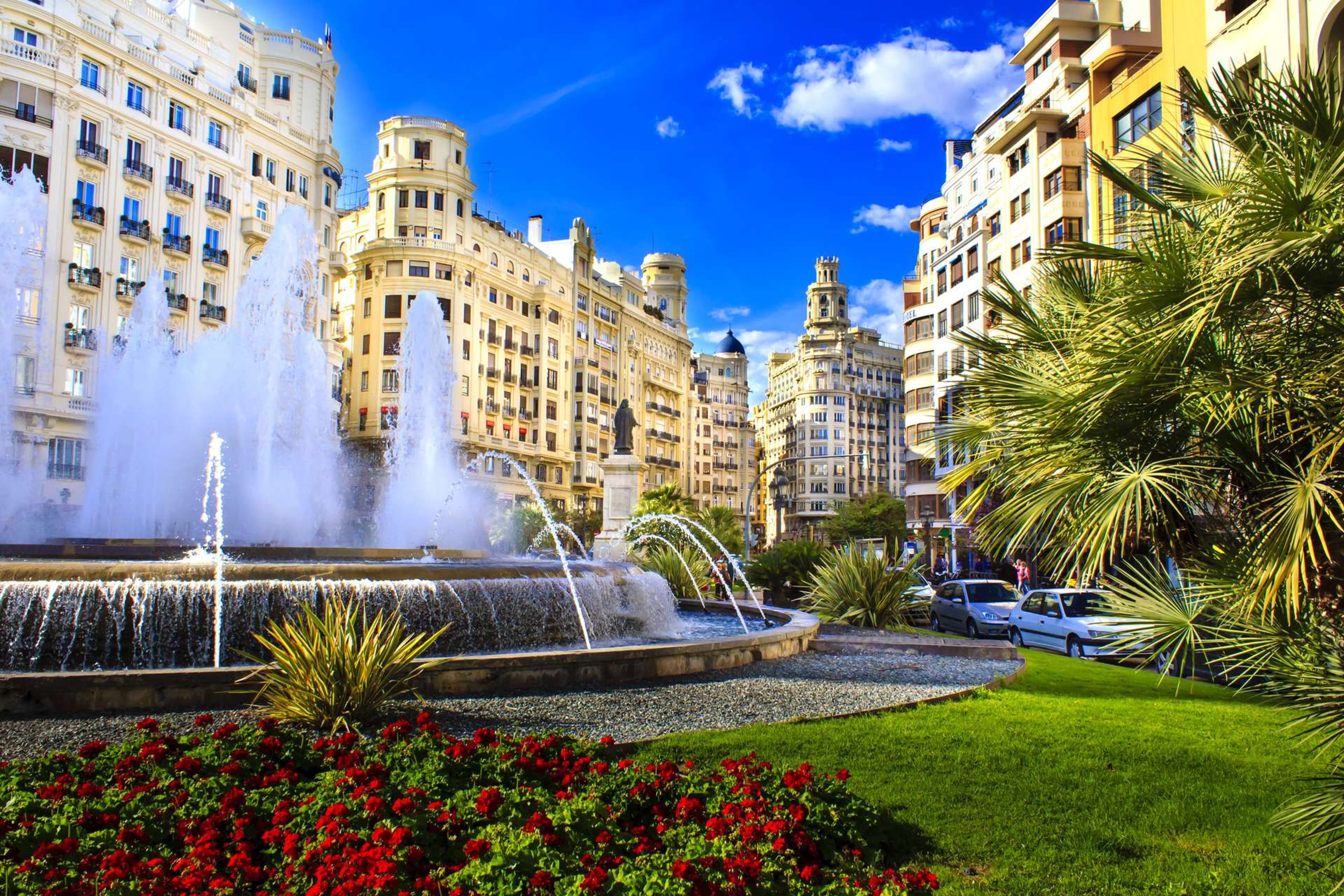 Spanje Valencia The Plaza del Ayuntamiento