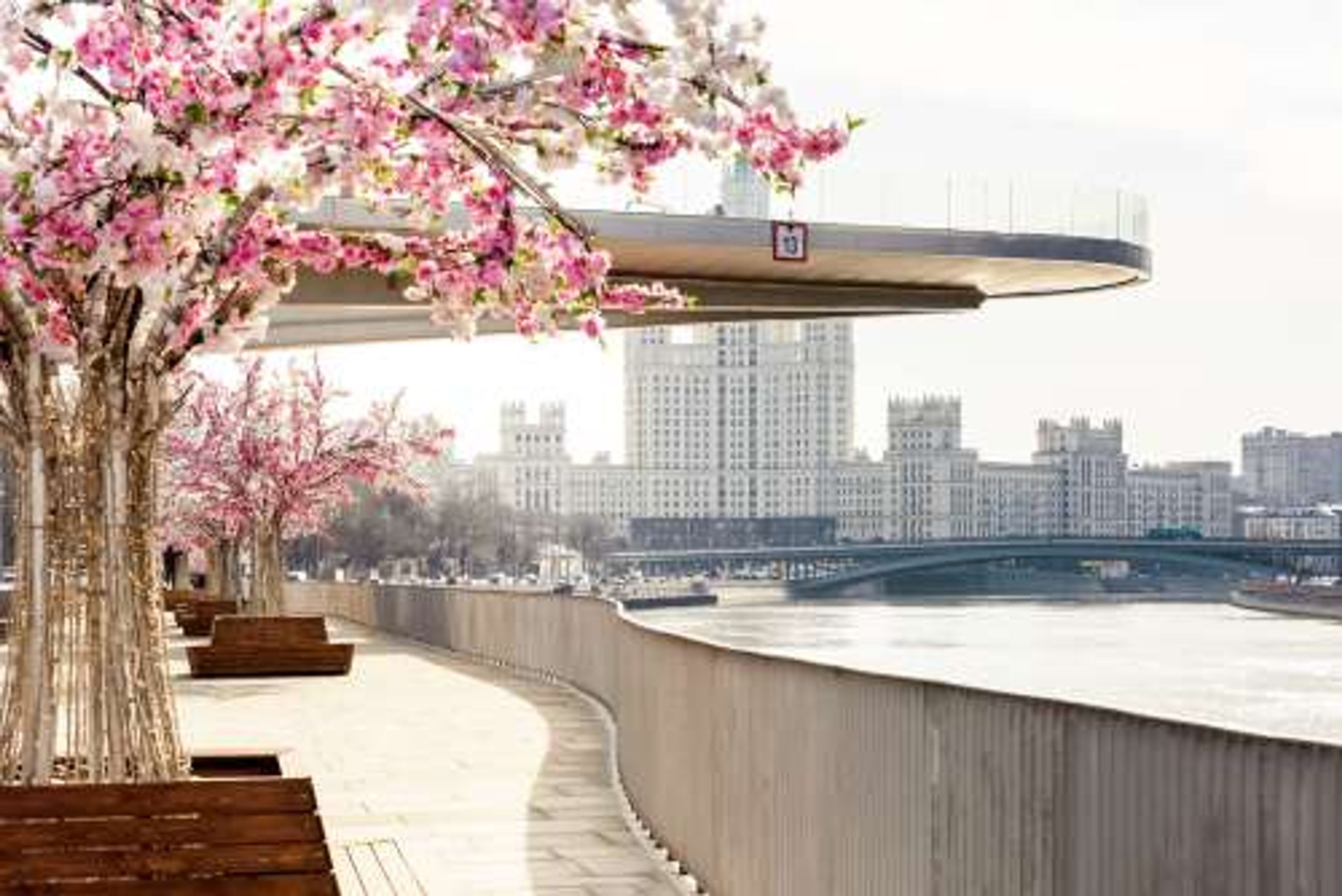 Rusland Moskou Soaring bridge Park Zaryadye